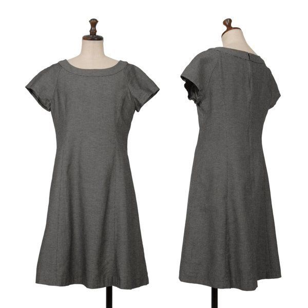 ホコモモラJocomomola 格子チェック半袖ワンピース 黒オフ40