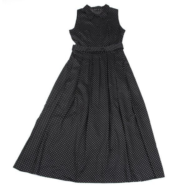 アニエスベーagnes b ピンドットノースリーブシャツワンピース 黒白M位