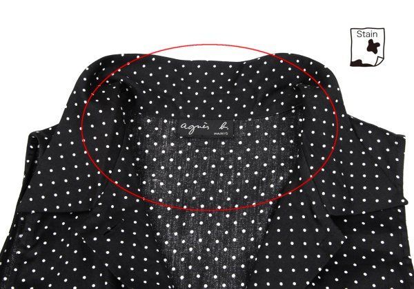 ピンドットノースリーブシャツワンピース 黒白M位
