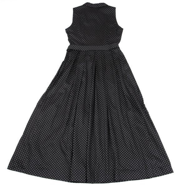 ピンドットノースリーブシャツワンピース 黒白M位