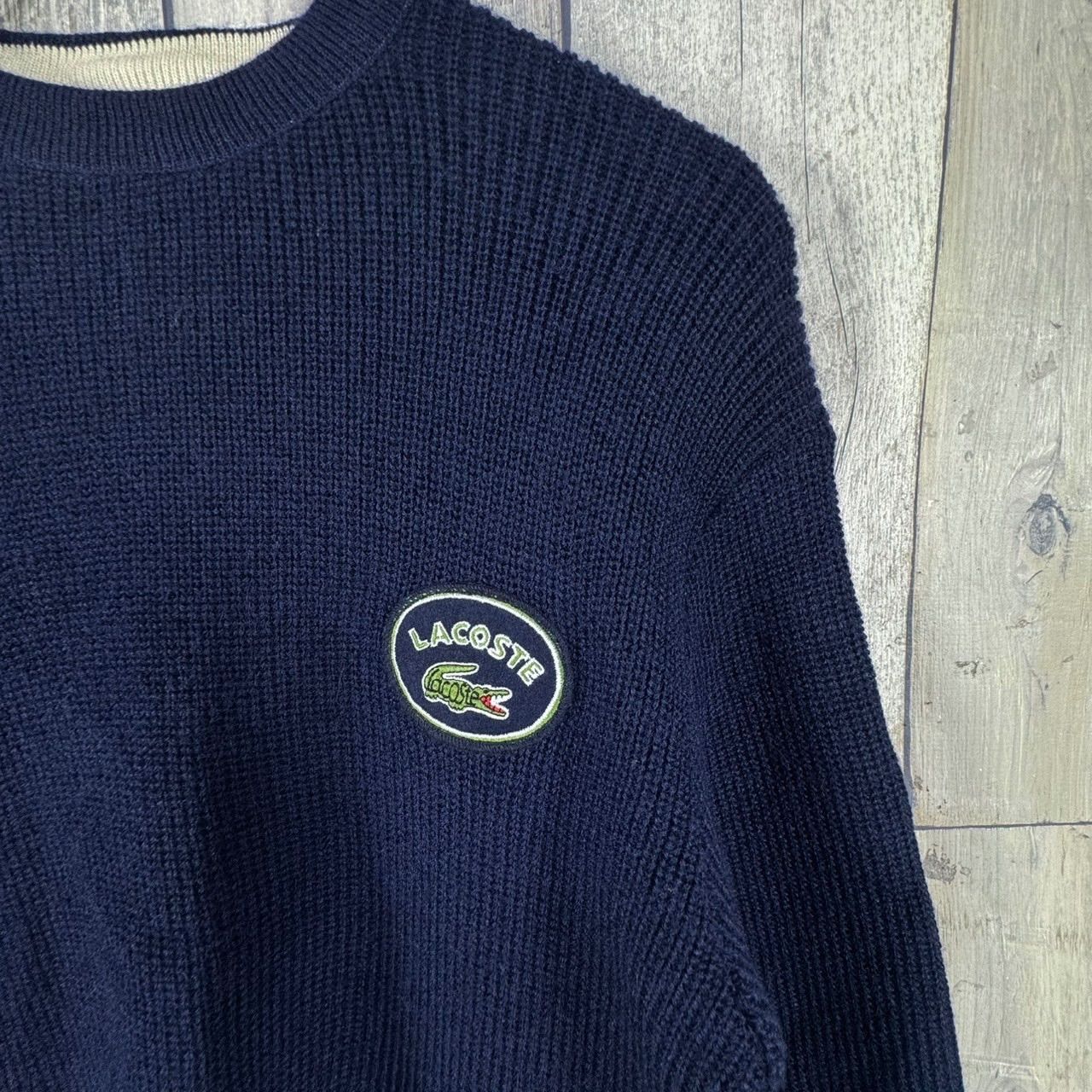 OLD CHEMISE LACOSTE 90s ラコステ ネイビー デカワニ ワッペン ミドル