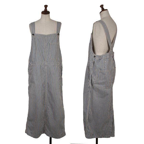 45 rpm R コットンストライプジャンパースカート 青アイボリーM位