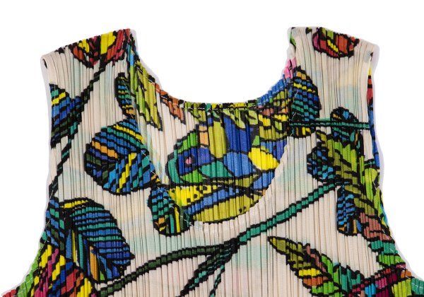 ボタニカルプリントノースリーブワンピース