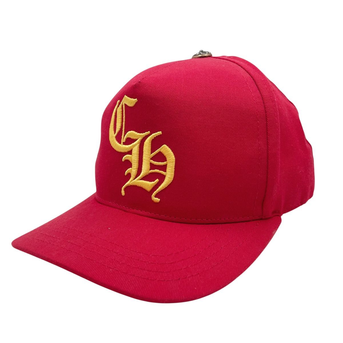 CHROME HEARTS クロムハーツ CH刺繍ベースボールキャップ レッド×イエロー クロスボール 帽子 RD