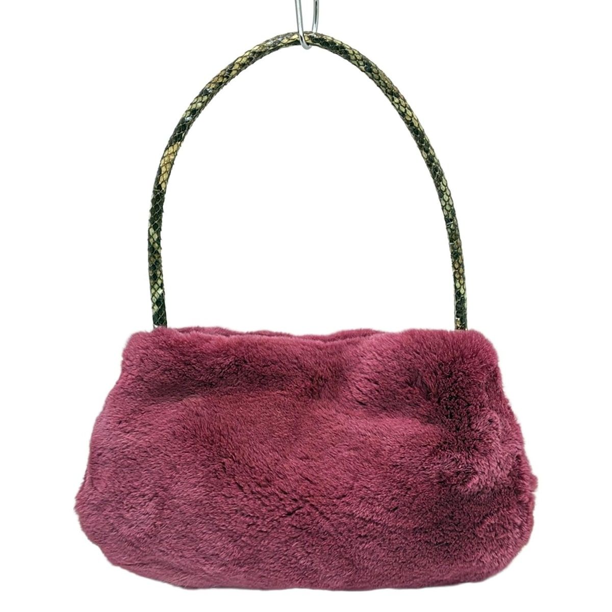ANNA MOLINARI(アンナモリナーリ) ハンドバッグ - ボルドー レザー、ファー