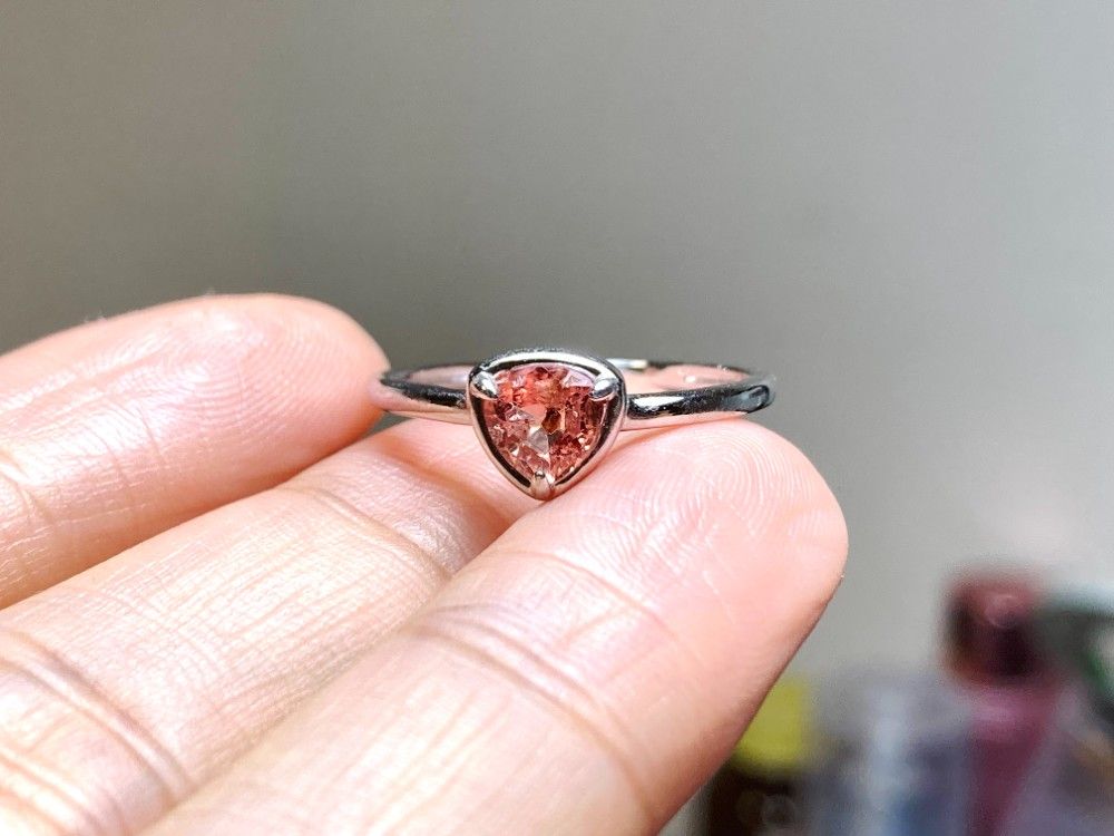 RG10-149 シルバー 非加熱 輝い赤香色 スピネル リング ミャンマー産 フリーサイズ 指輪 金属アレルギー対応