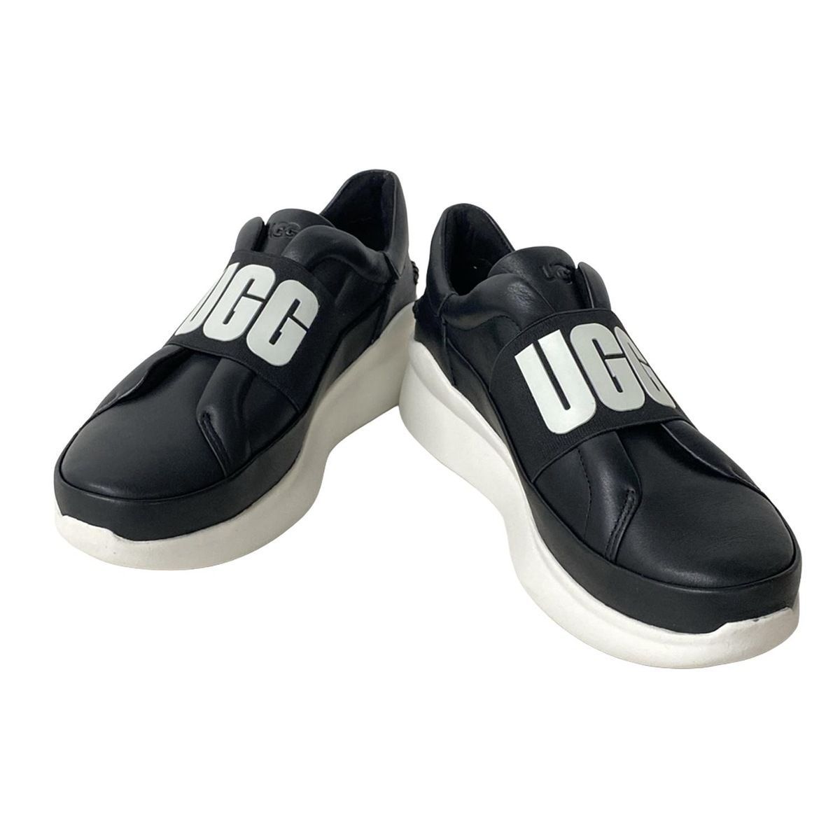 UGG アグ シューズ 24 レディース W LIBU LOGO 1116332 黒×白 厚底 レザー