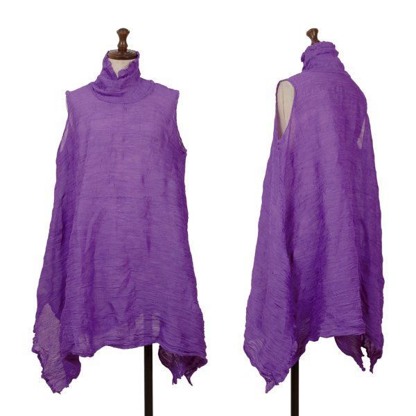 イッセイミヤケ ミーISSEY MIYAKE me クレーププリーツハイネックノースリーブワンピース 紫F