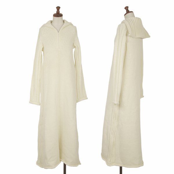 ヨウジヤマモト ファムYohji Yamamoto FEMME ウールハーフジップセーラーカラーニットワンピース クリーム3