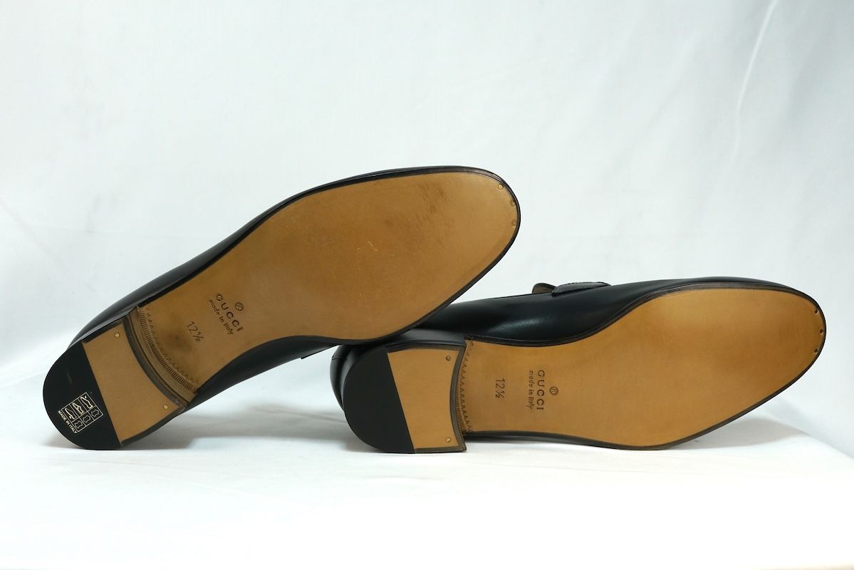  GUCCI グッチ インターロッキング G ウェブ タッセル ローファー 12 約31 5 cm レザー ブラック ローファー ブーツ 革靴