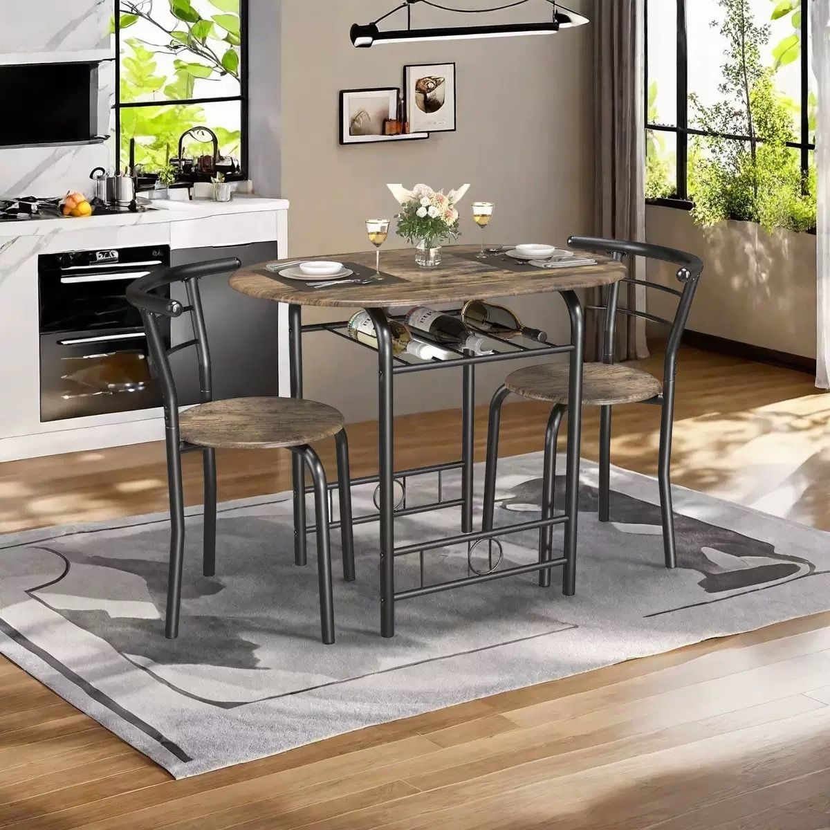 大好評 ダイニングセット 3点セット 円形 ダイニングテーブル 食卓 チェア2脚 幅80 コンパクトサイズ 2人掛け おしゃれ