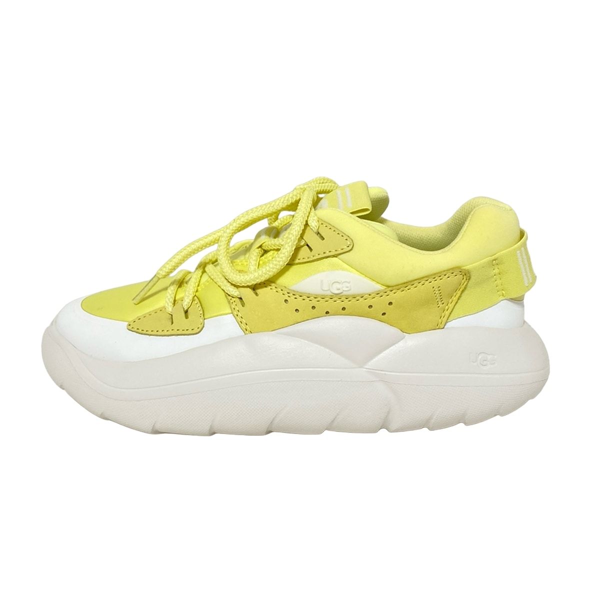 UGG アグ スニーカー 24 5 レディース LA クラウド レース 1123715 イエロー 白 レザー