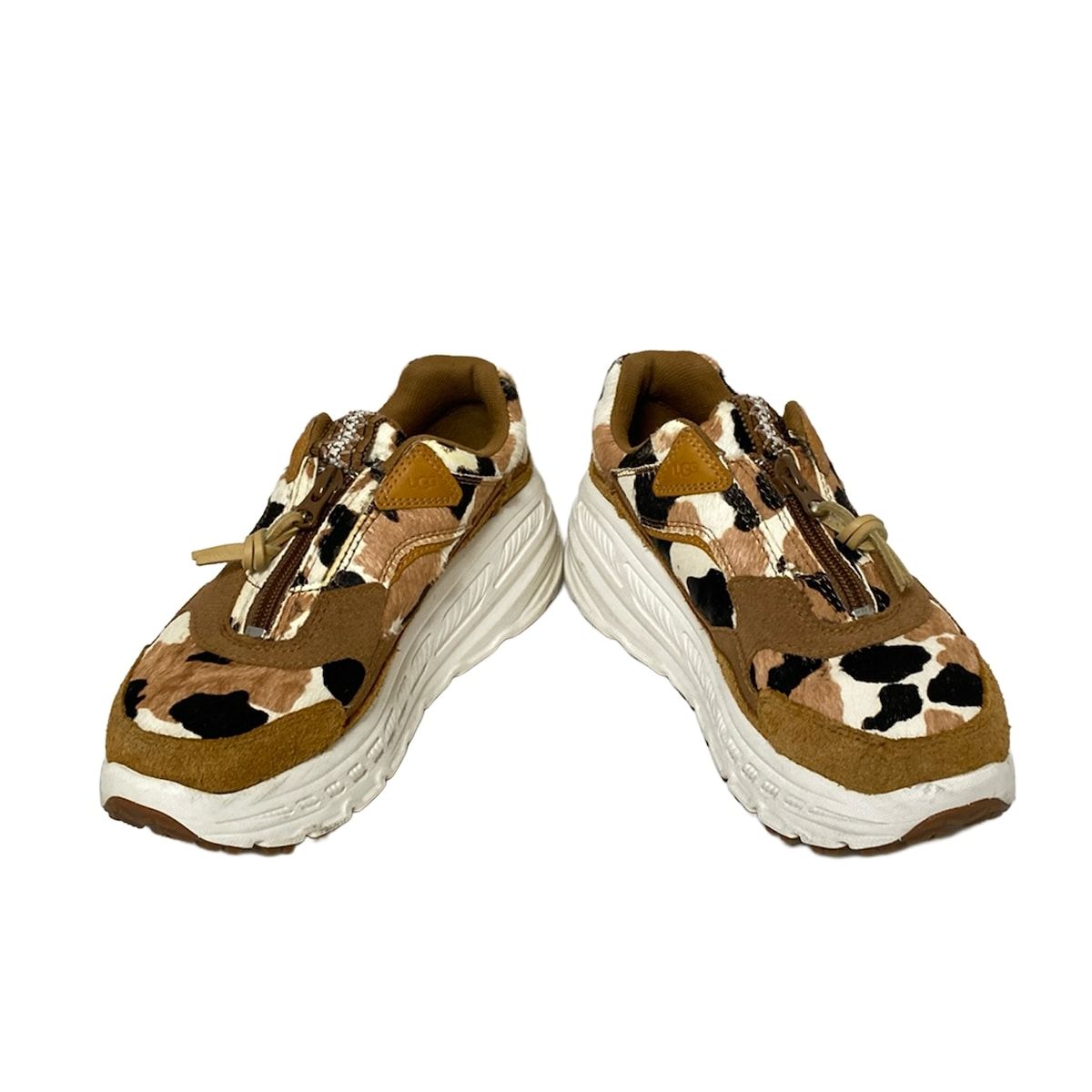 UGG アグ スニーカー 24 レディース シーエー805 ジップ カウプリント 1120717 アイボリー×ライトブラウン×黒