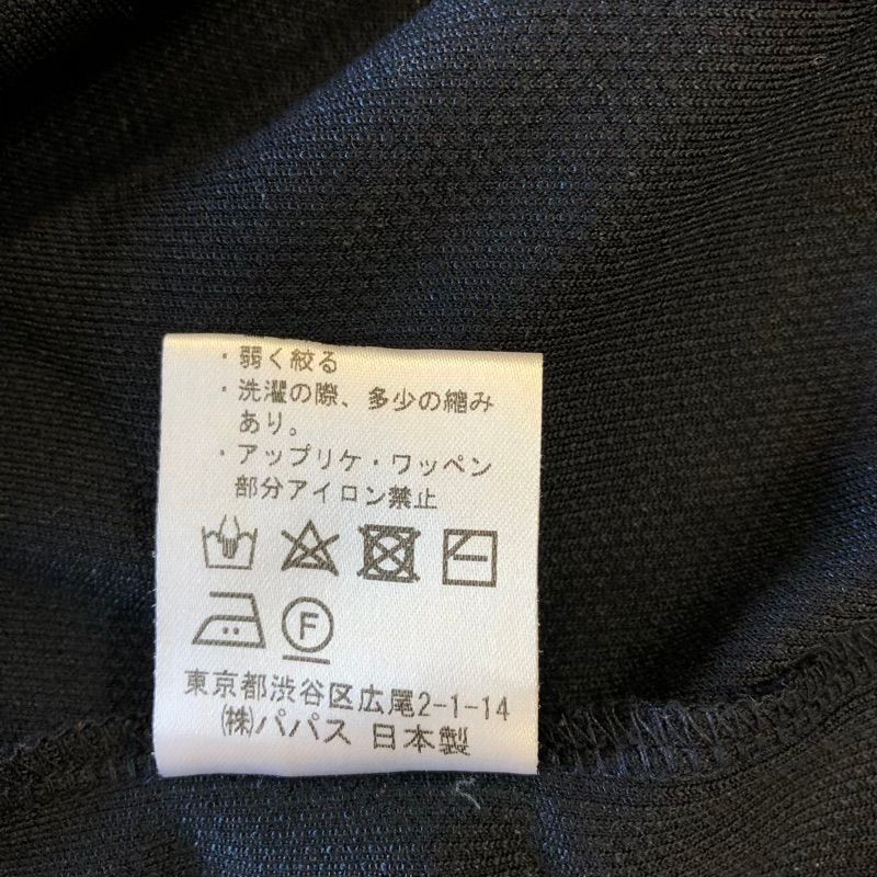 美品✨【PAPAS PLUS】 半袖 ポロシャツ 刺繍ロゴ ワッペン 日本製 パパスプラス PAPAS＋ ポロシャツ 半袖 ワッペン ロゴ入り 日本製 紺