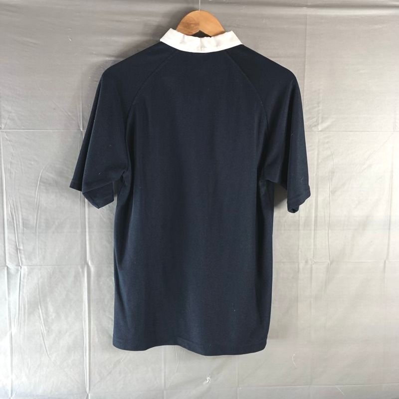 パパスプラス PAPAS＋ ポロシャツ 半袖 ワッペン ロゴ入り 日本製 紺