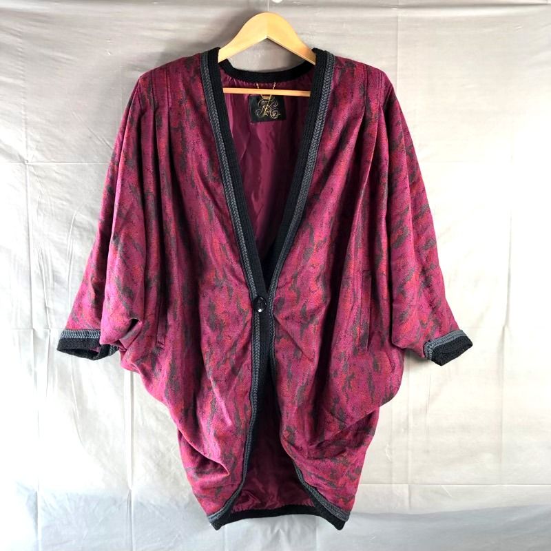 イタリヤ 伊太利屋 ジャケット コート フロントデザイン チャーム付き 赤紫色 9 A 978815