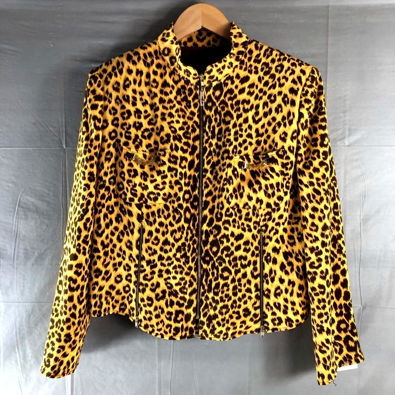 イタリヤ 伊太利屋 ジャケット レオパード柄 ラインストーンチャーム イエロー系 978823