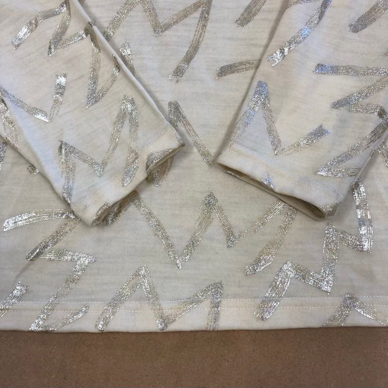 イタリヤ 伊太利屋 カットソー 長袖 ドレープドネック 柄模様 ラメ