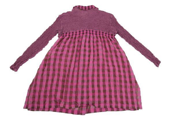 イッセイミヤケ ミーISSEY MIYAKE me カリフラワー切替チェックロング