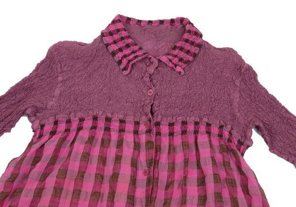 イッセイミヤケ ミーISSEY MIYAKE me カリフラワー切替チェックロング