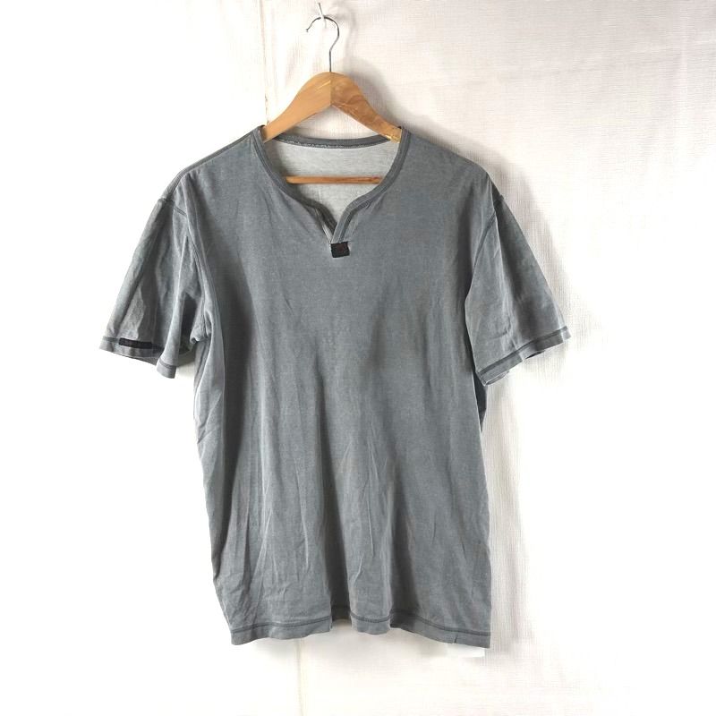 メンズ パパス PAPAS Tシャツ 半袖 デザインネック ロゴ入り 綿