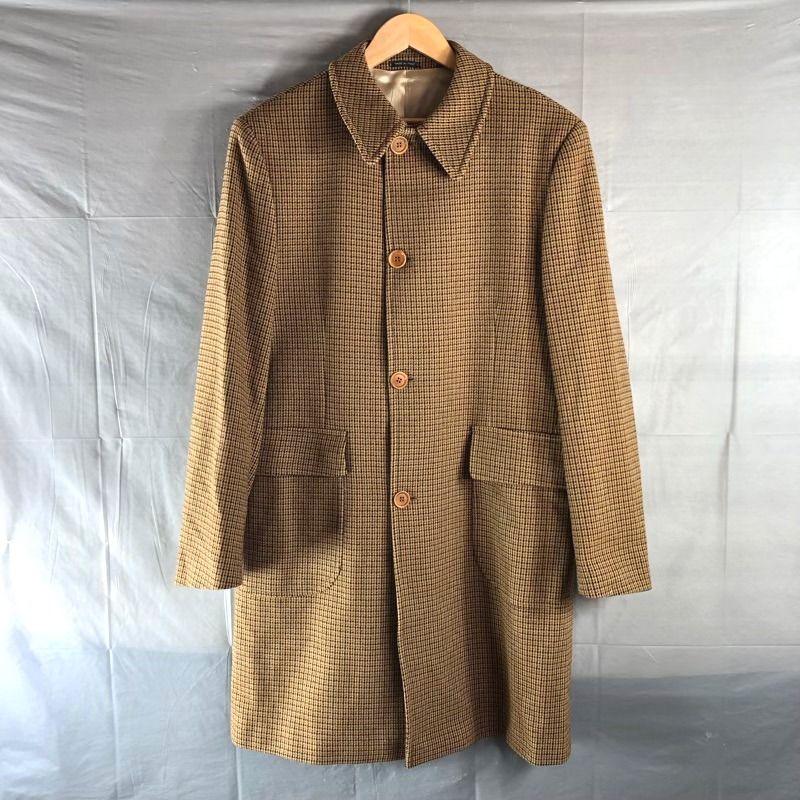 シップス SHIPS コート ステンカラーコート チェック柄 イタリア製 毛100％ ブラウン系 978958