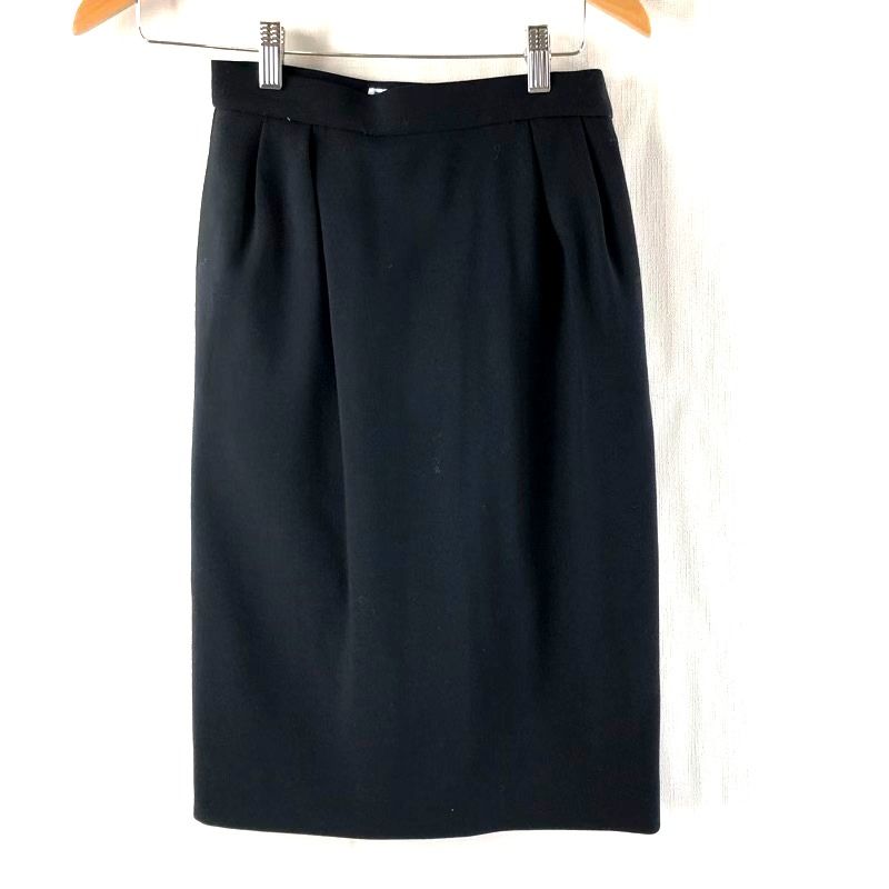 イヴサンローラン Yves Saint Laurent スカート 無地 裏地付き スリット ファスナー 黒 Mサイズ 978963