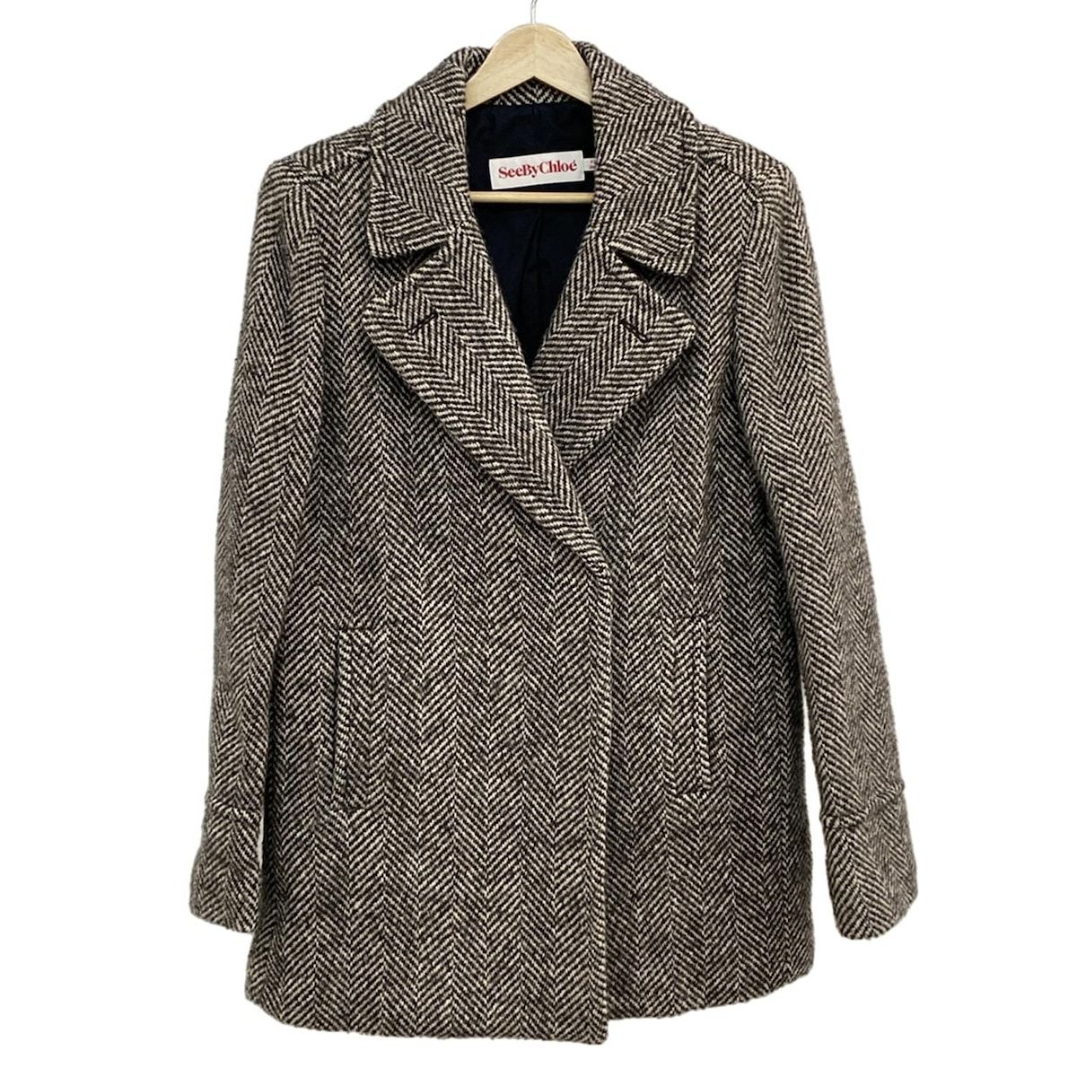 SEE BY CHLOE シーバイクロエ コート サイズI 40 レディース - ダークブラウン×ライトグレー 長袖|冬