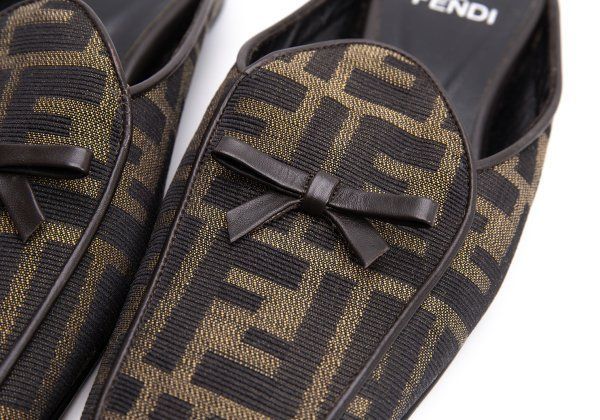 フェンディFENDI ズッカ柄ミュール 黒ベージュ36(23.5) - メルカリ