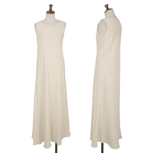 ヨーガンレールJURGEN LEHL コットンヘム裁ち切りノースリーブフ ワンピース ベージュM