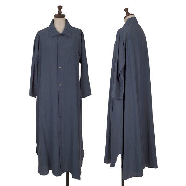 ワイズY s リネンシャツワンピース 青2