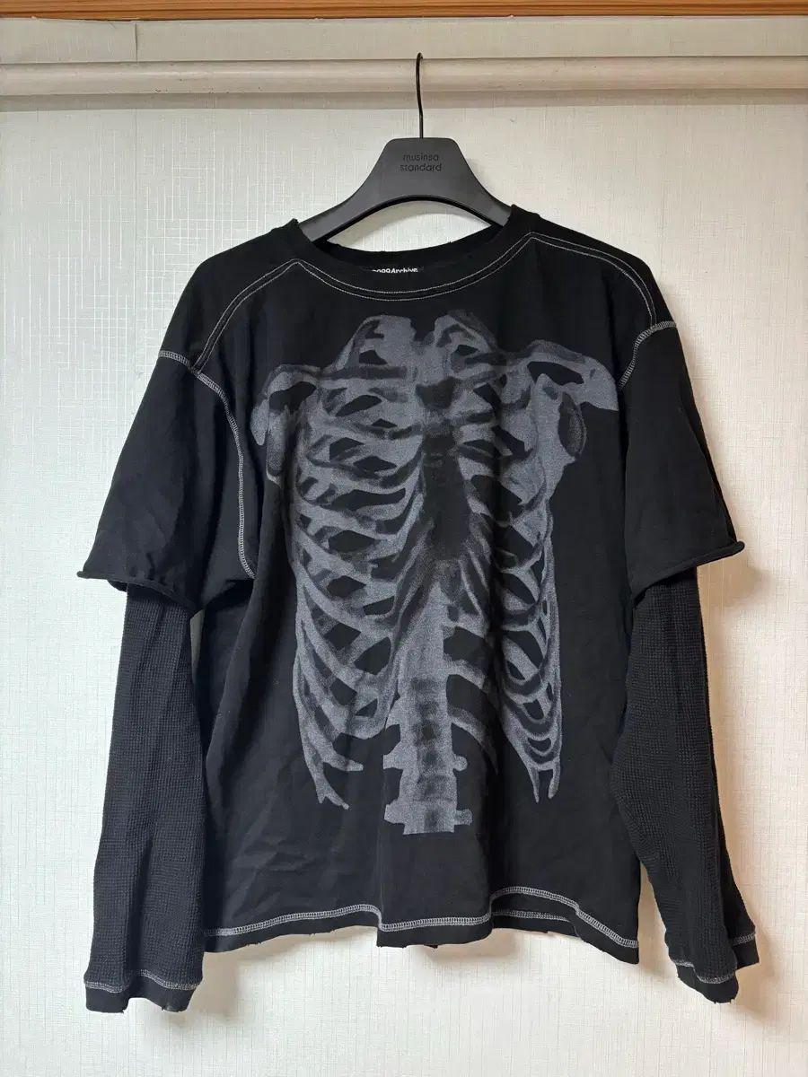 9999ブルーアーカイブ LAYERED BONE GRAPHIC SLEEVES 七分 長袖カットソー トップス メンズ