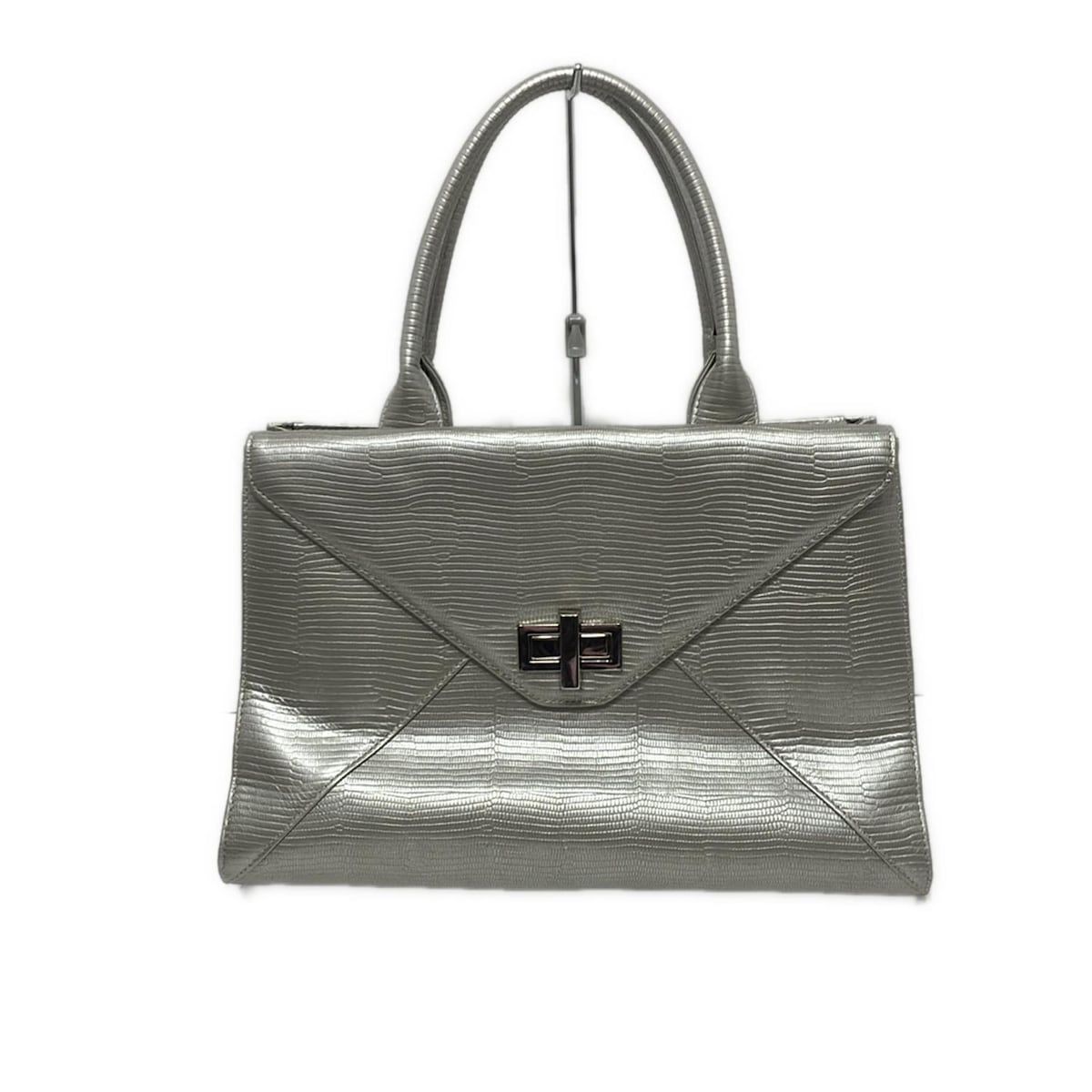 MADAME HIROKO(マダムヒロコ) ハンドバッグ - シルバー 型押し加工