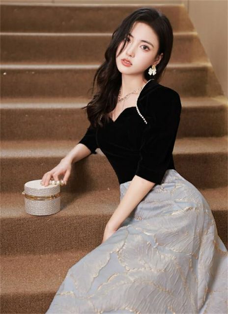 ベルベットタキシードパーティードレス (T)