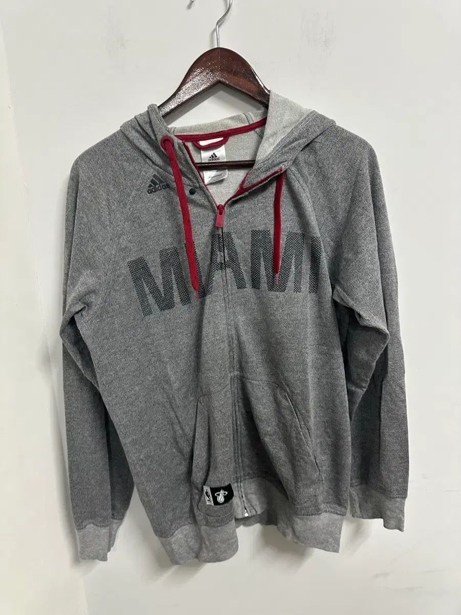 MYヴィンテージ adidas アディダス グレー フーデッドジップアップ NBA マイアミ ヒート L