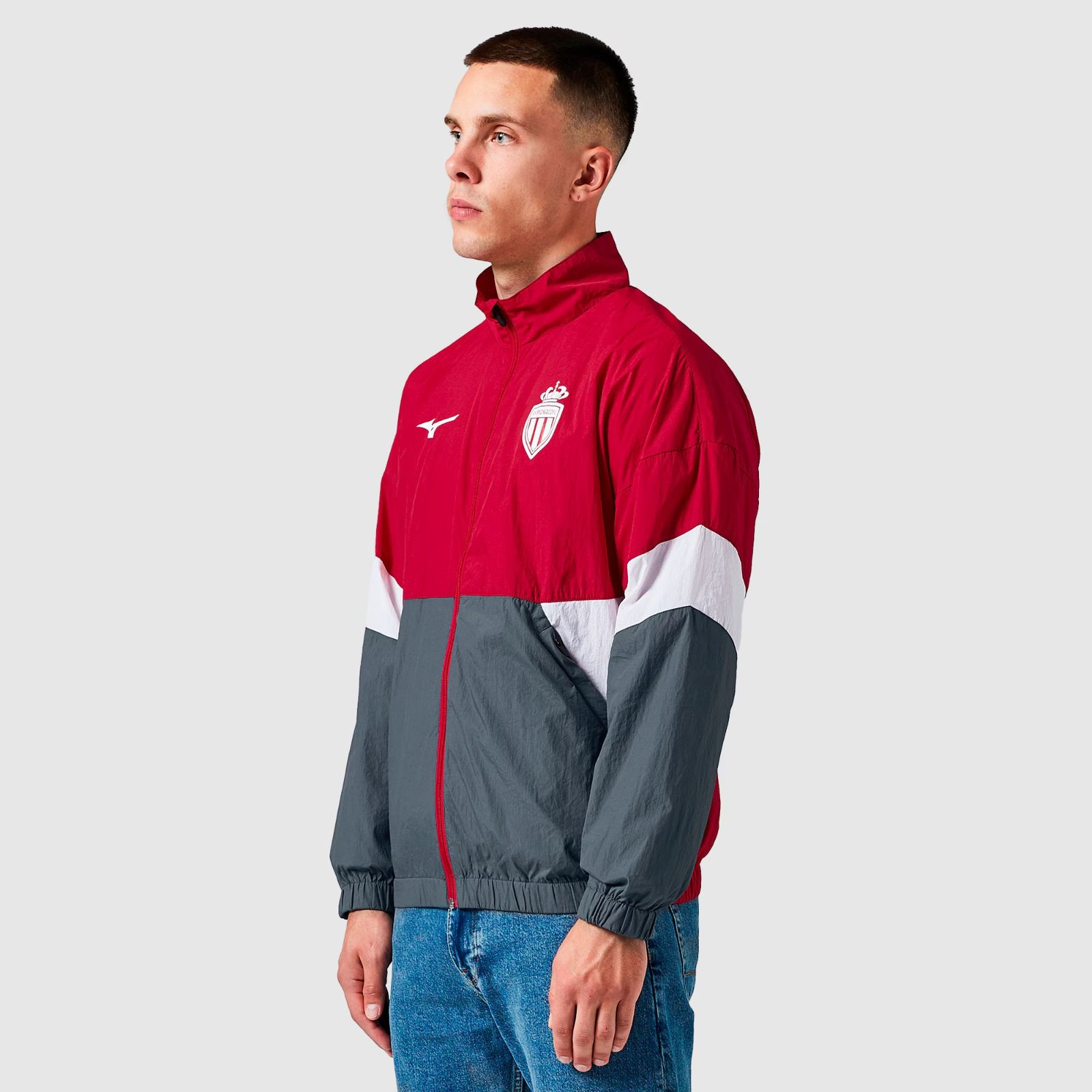 Mizuno ASモナコ 25 26 プレマッチ レトロ ウーブン ジャケット 赤