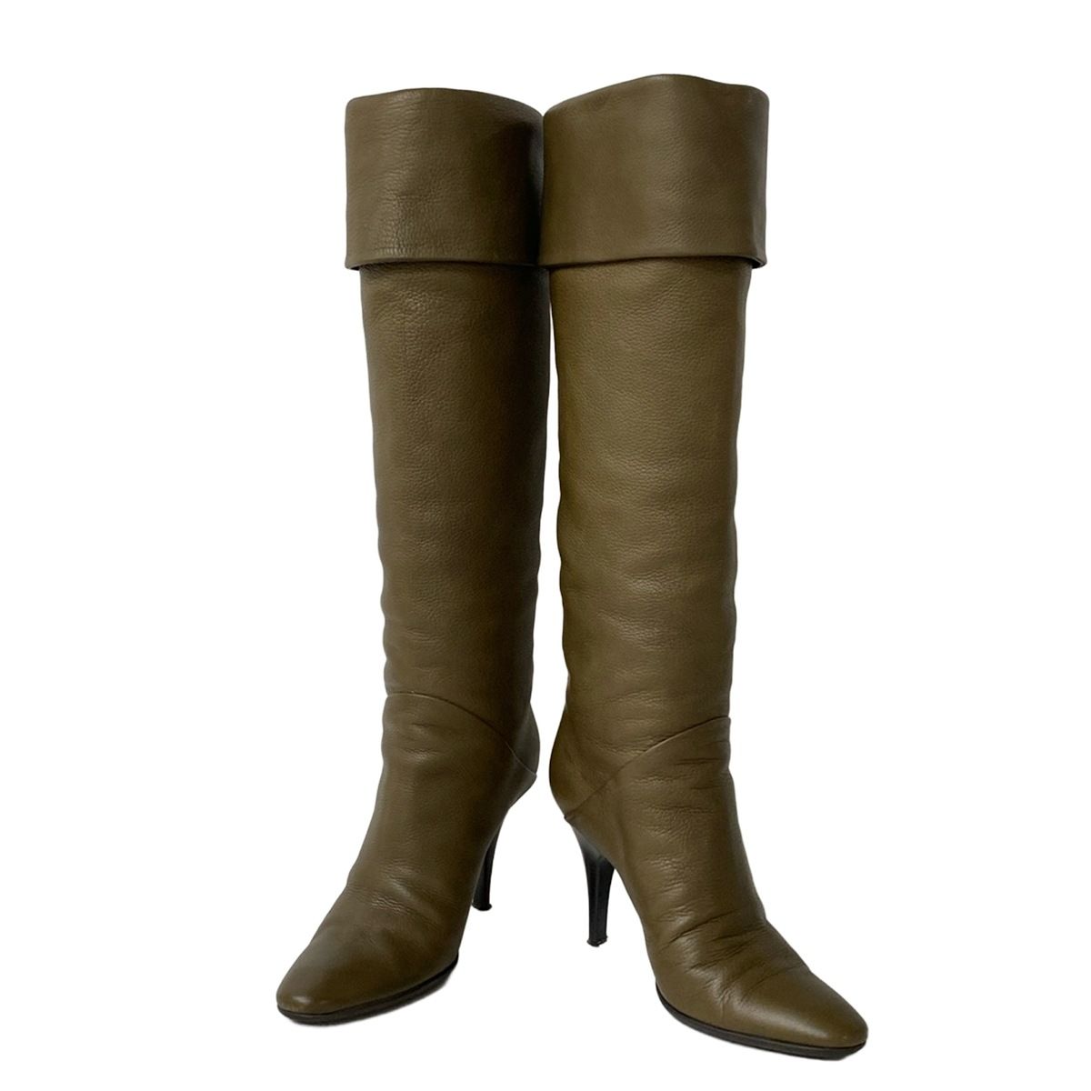 giuseppe zanotti ジュゼッペザノッティ ロングブーツ 36 レディース - カーキ レザー