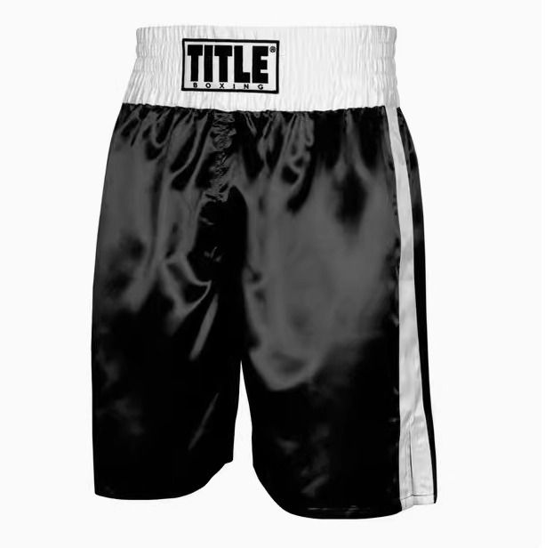 TITLE アメリカ PROシリーズ プロボクシング試合用ショーツ 大人男女 ボクシングトレーニングショーツ 251209 qjdk 04 分類-黒白 ウェア ボクシング