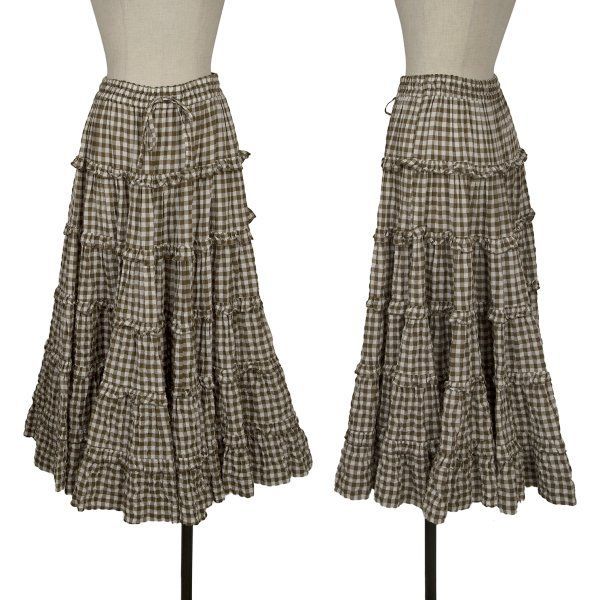 【レア物】【未使用美品】マドモアゼルノンノン　プリントスカート（DOG＆CAT） マドモアゼルノンノンMademoiselle NON NON コットンギンガムチェック