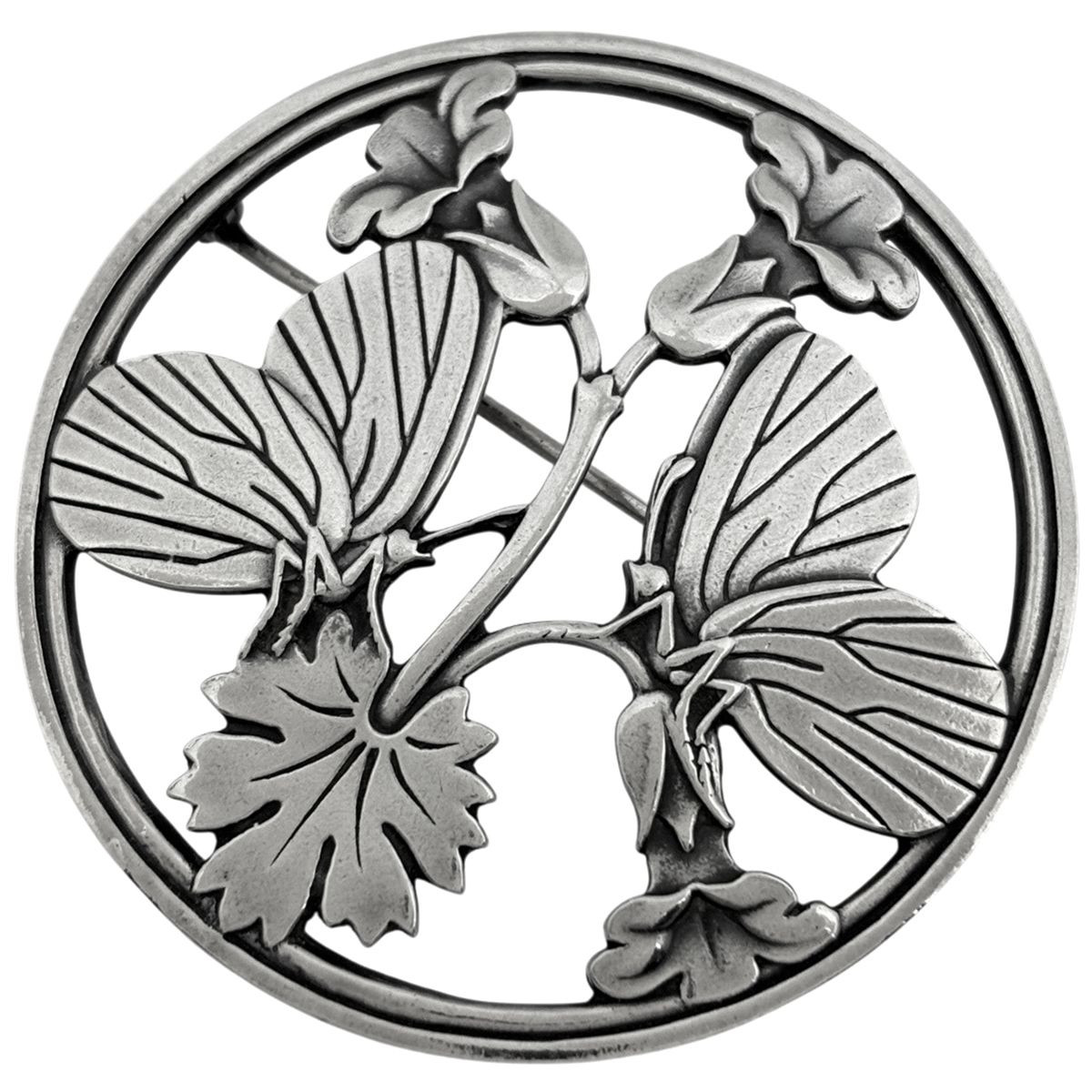ジョージジェンセン Georg Jensen バタフライ ラウンド ブローチ 蝶 花 アーノマリノウスキー 283 シルバー925 シルバー レディース