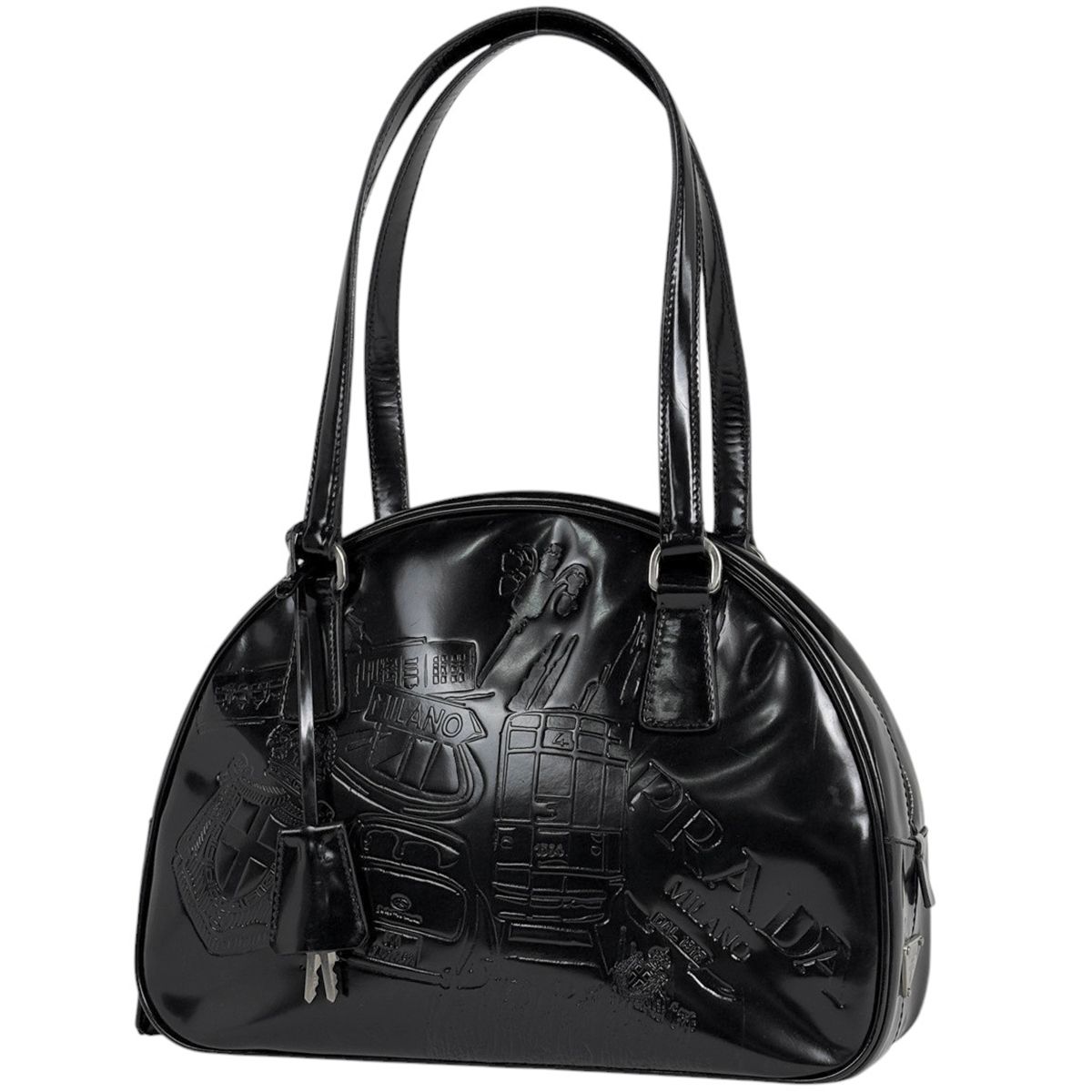 プラダ PRADA ロゴ プレート ハンドバッグ SPAZZOLATO PRIN ショルダー