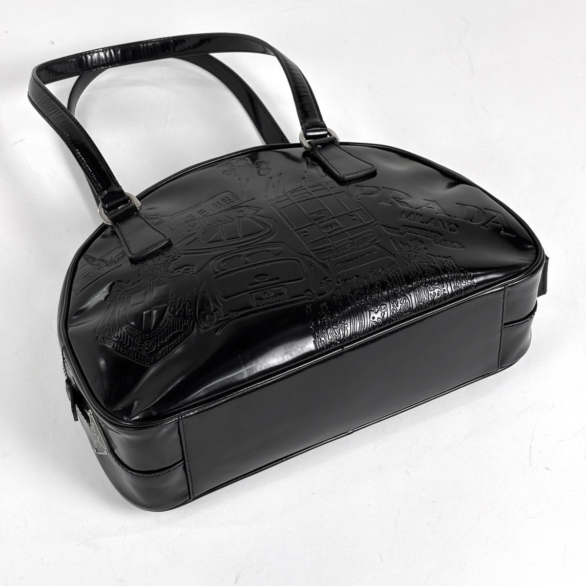 プラダ PRADA ロゴ プレート ハンドバッグ SPAZZOLATO PRIN ショルダー