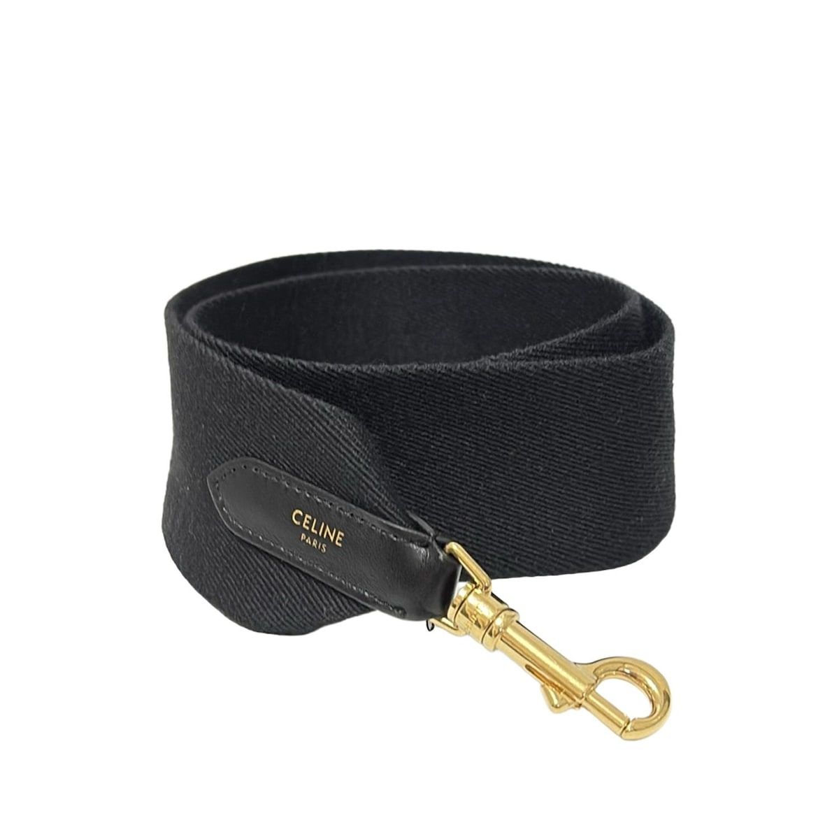 CELINE セリーヌ ショルダーストラップ - 黒×ベージュ×ゴールド ウール