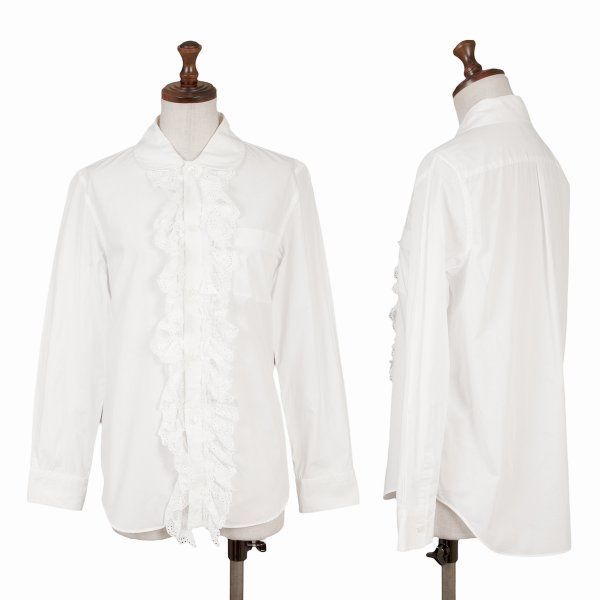 トリココムデギャルソン 長袖シャツ ブラウス セーラーカラー フリル ガール 白 トリココムデギャルソンtricot COMME des GARCONS レースフリル
