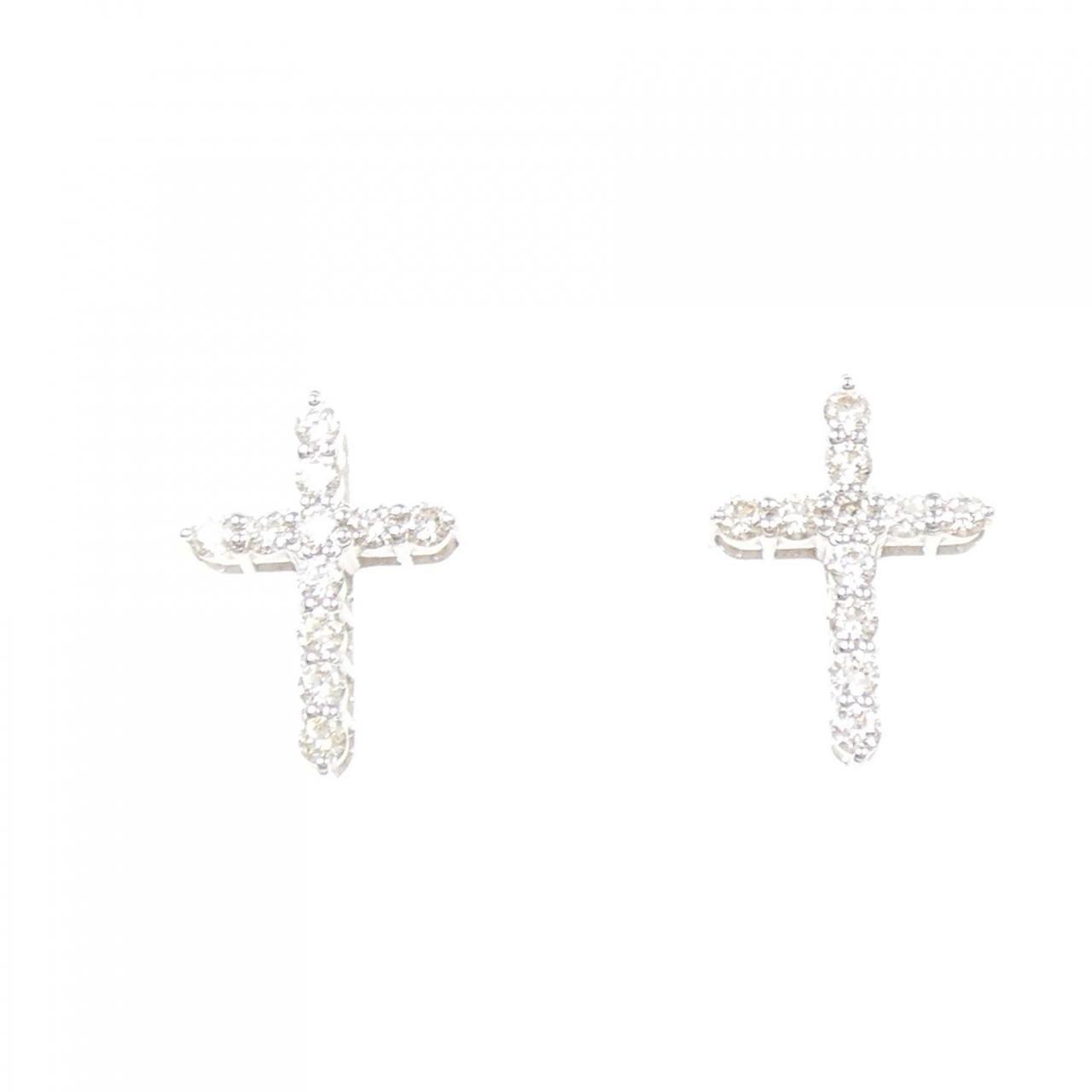 新品】K18WG クロス ダイヤモンド ピアス 0.20CT - メルカリ