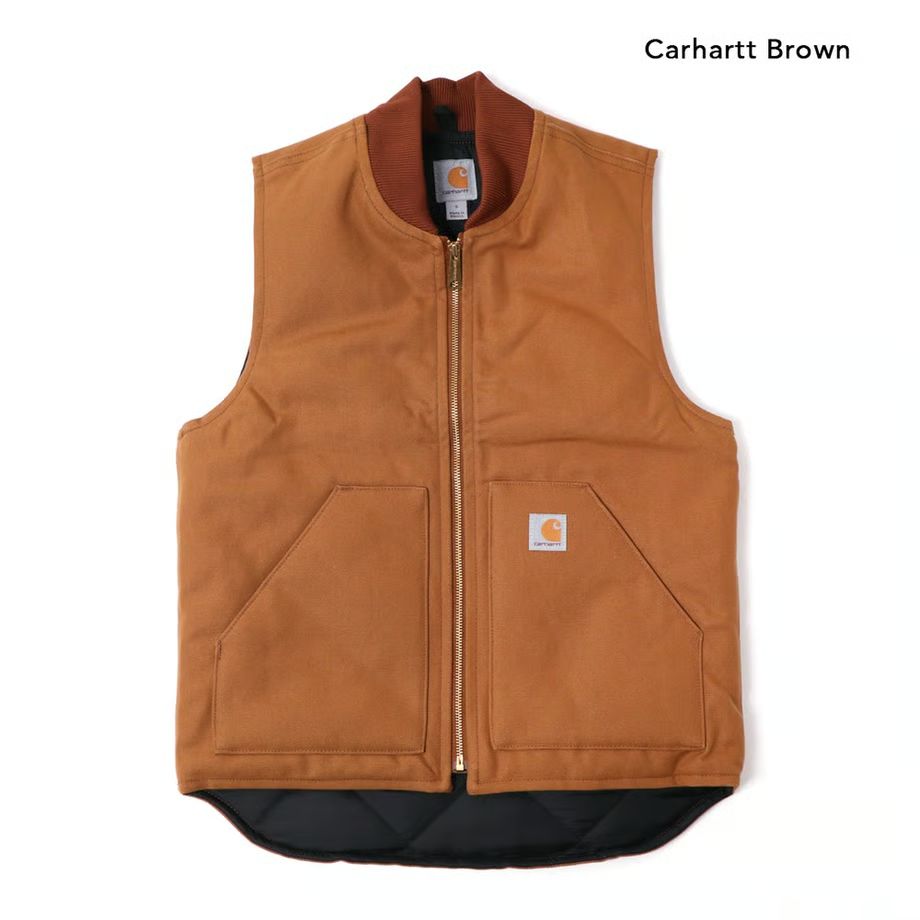 CARHATT | Relaxed Fit Firm Duck Insulated Rib Collar Vest Brown