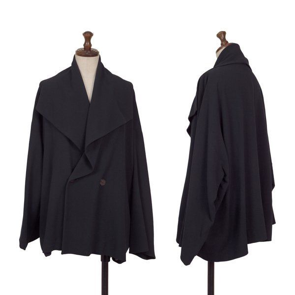 ▼レア✨ヨーガンレール　リボン ジャケット 中華 ウールシルク 裏絹 総柄 羽織 ヨーガンレールJURGEN LEHL ウールセーラーカラージャケット 紺M