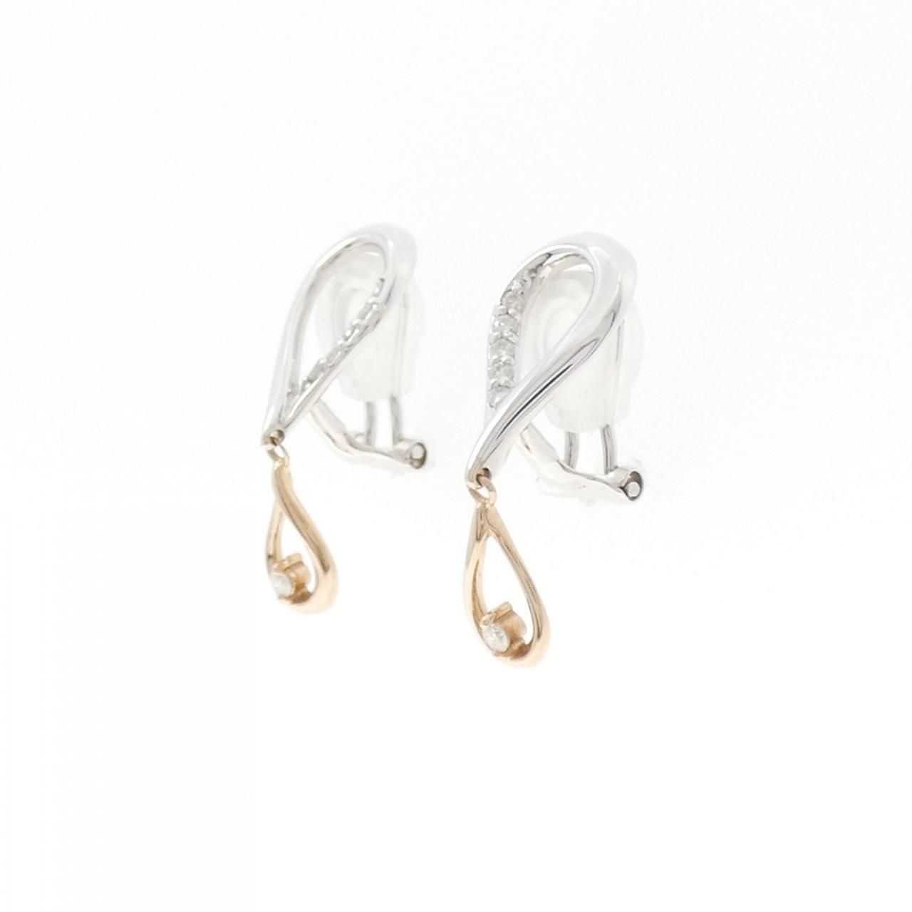 K 14 WG 18 PG ダイヤモンド イヤリング 0.14 CT