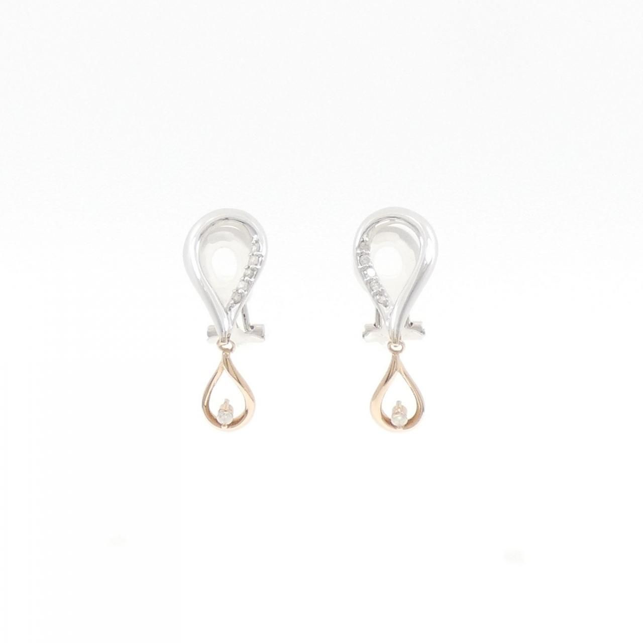 K 14 WG|K 18 PG ダイヤモンド イヤリング 0.14 CT