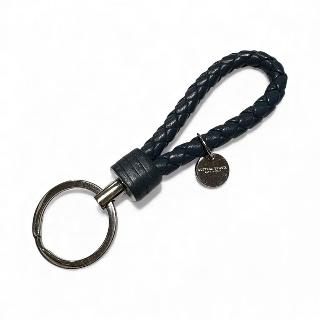 美品 BOTTEGA VENETA キーリング イントレチャート ネイビー 革 - メルカリ